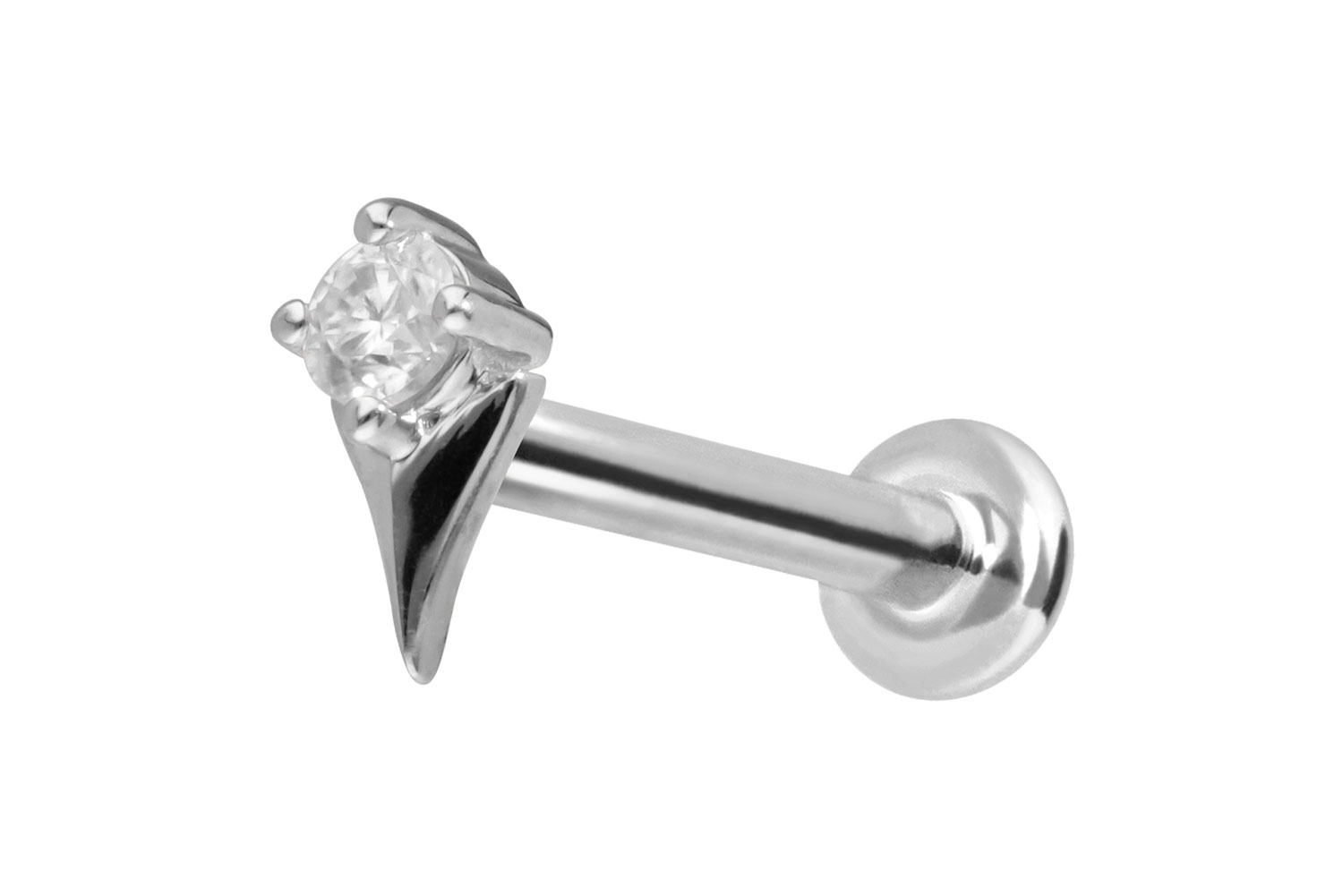 14 Karat Gold Labret Piercing mit Push Fit MOISSANIT + PFEILSPITZE